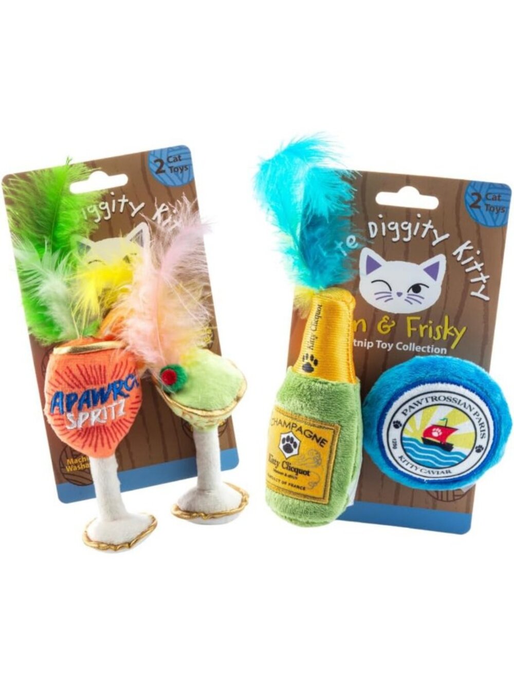 Soft Plush Cat Toys Set - Clicquot & Caviar + Kitty Cocktails - Fun